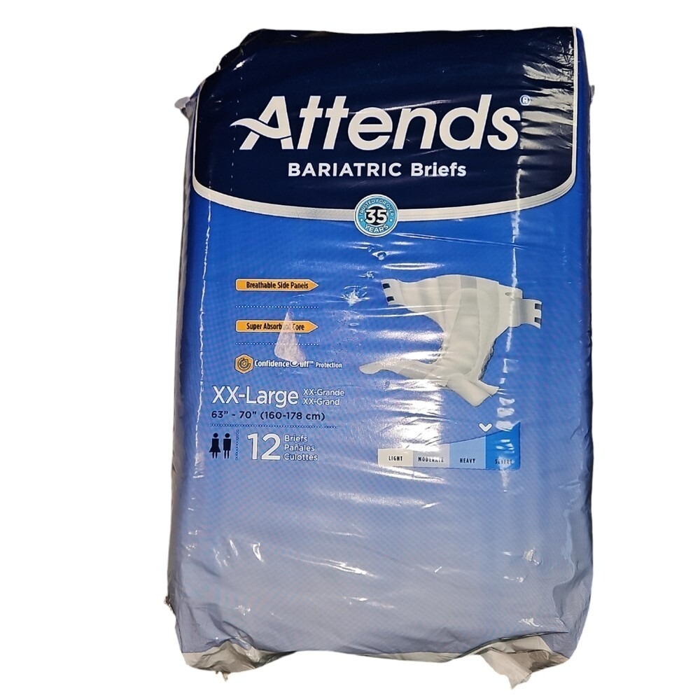 Attends‎ Bariatric Briefs XX-Large Pack of 12 Unisex NEW